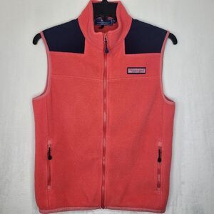 Vineyard Vines Coral Full Zip Fleece Vest Size Small
